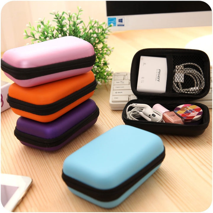 Compact Hard Shell Zippered Electronics Accessory Case Bowlift