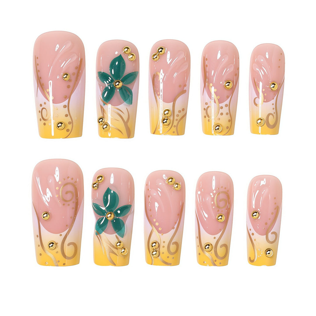 Elegant Floral Nail Art Extensions Bowlift