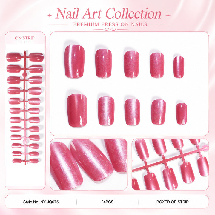 Premium Press-On Nails with Metallic Shine Bowlift