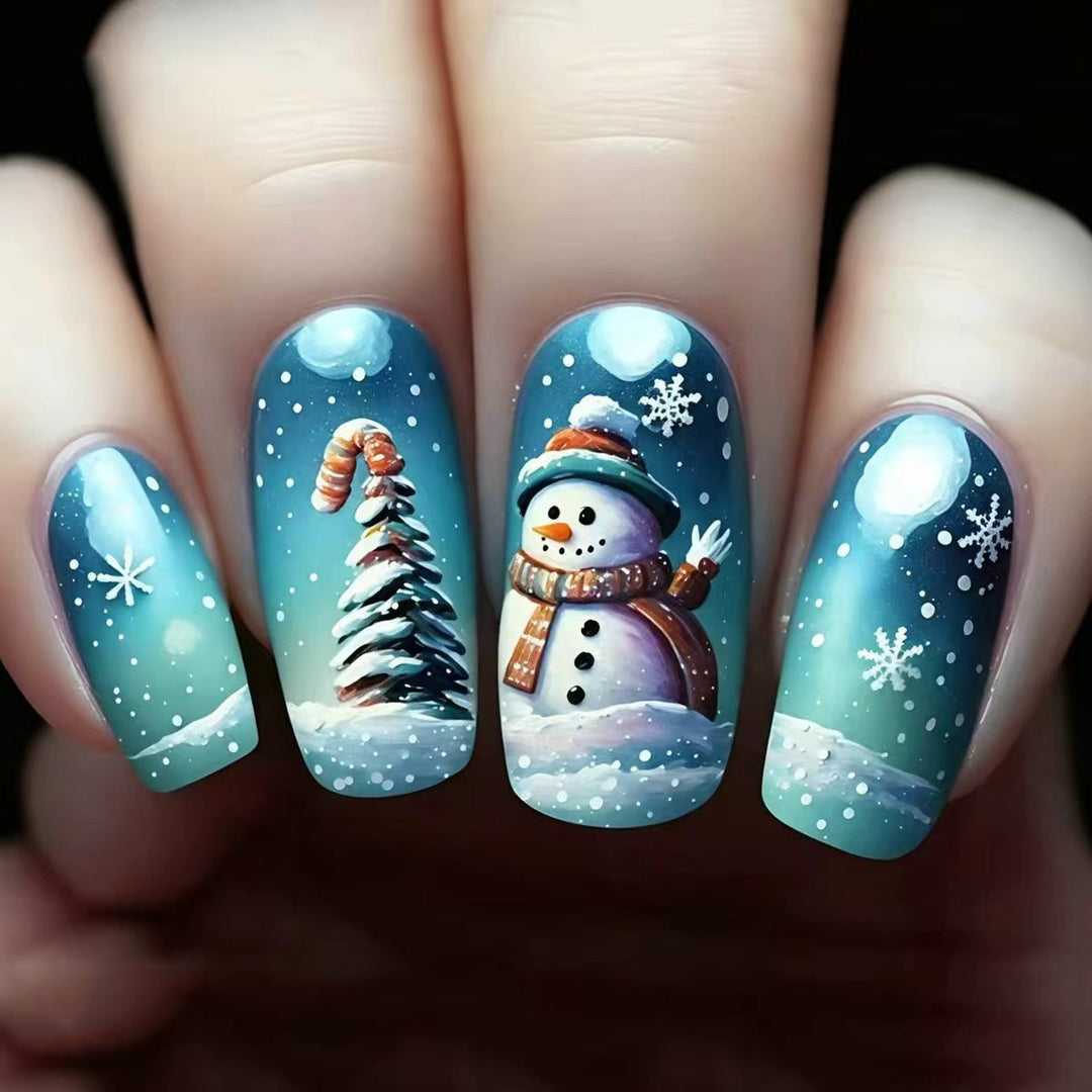 Creative Winter Art Nails with Festive Snowman Design Bowlift