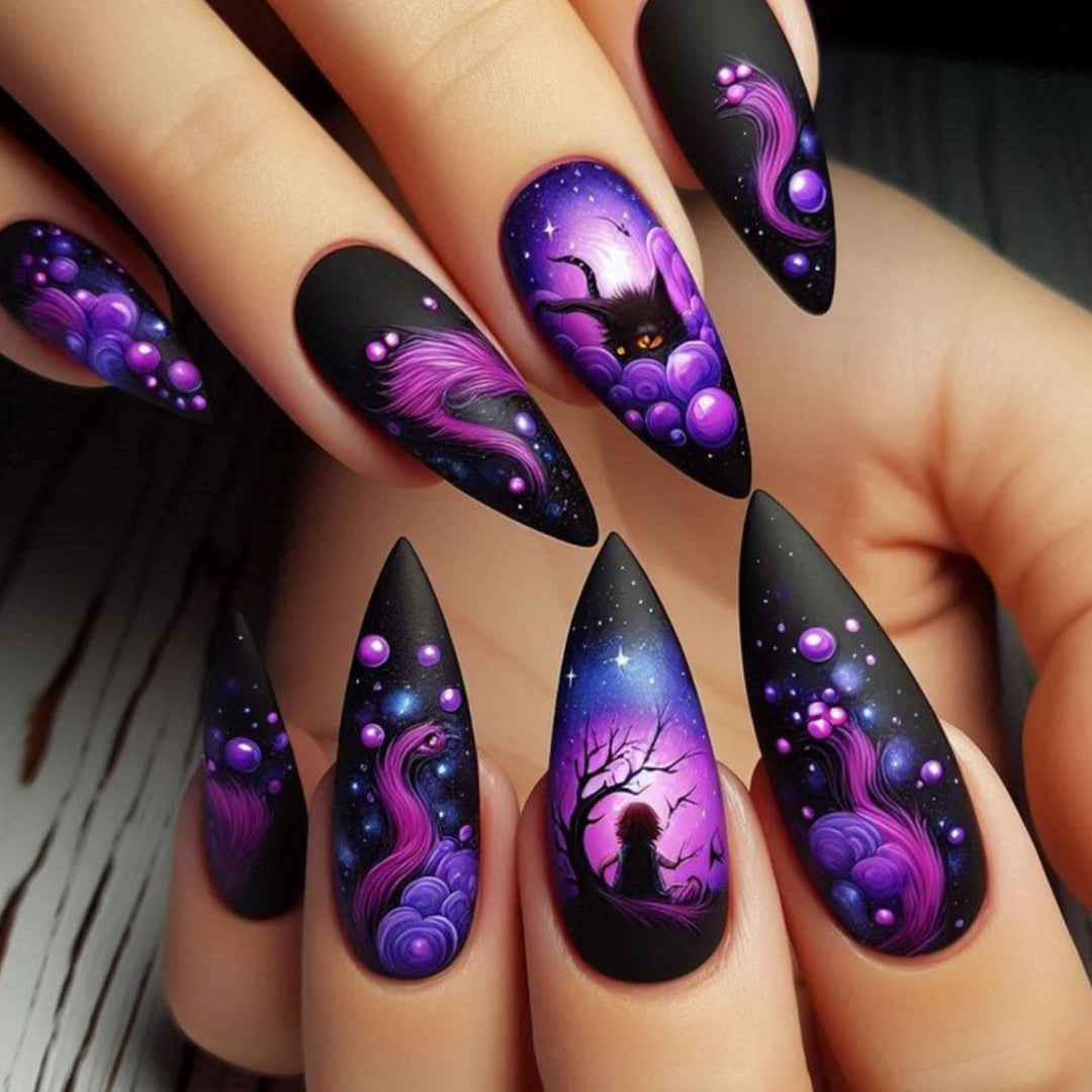 Fantasy-Inspired Stiletto Nail Art Extensions Bowlift