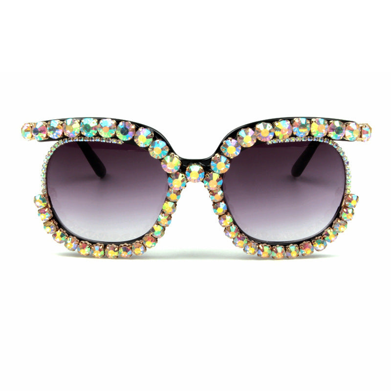Women's stylish oversized sunglasses with sparkling rhinestone applications Bowlift