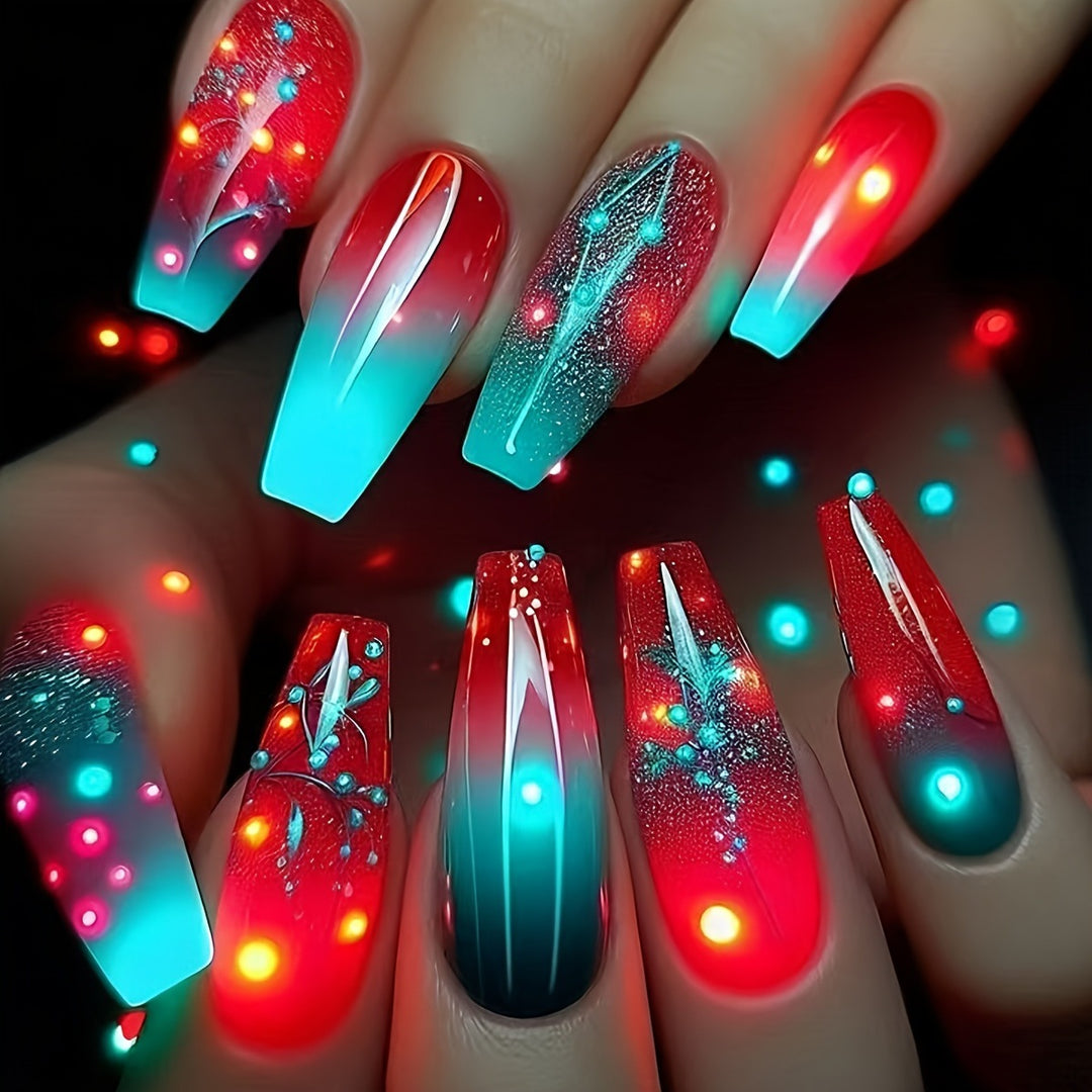 Artificial nails with luminous gradient design Bowlift