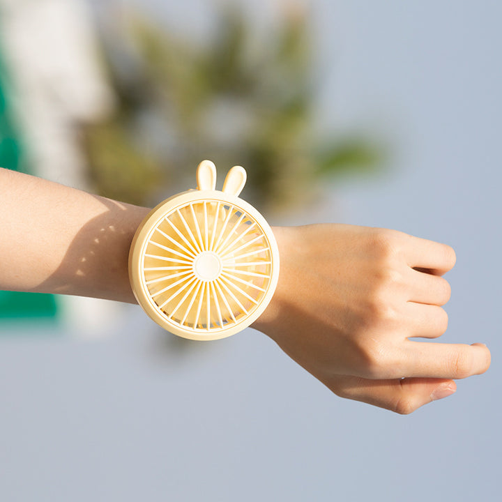 Unisex Portable Hand Fan with Integrated Wristband and Flexible Tilt Bowlift