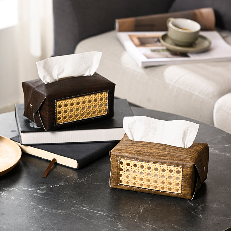 Decorative Rattan Patterned Tissue Box Holder Bowlift