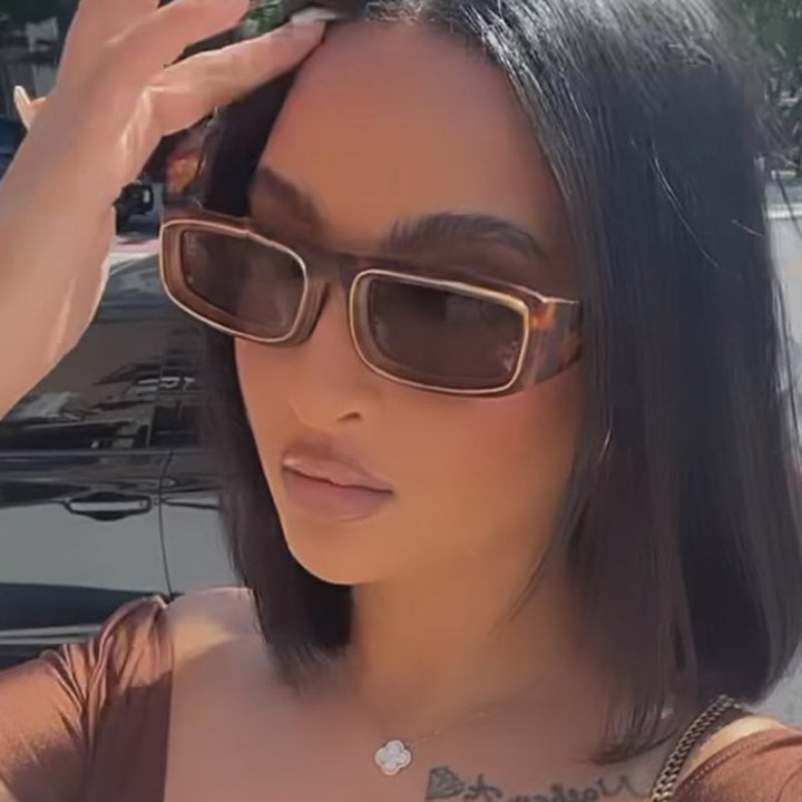 Ladies trendy rectangular sunglasses with elegant color play Bowlift