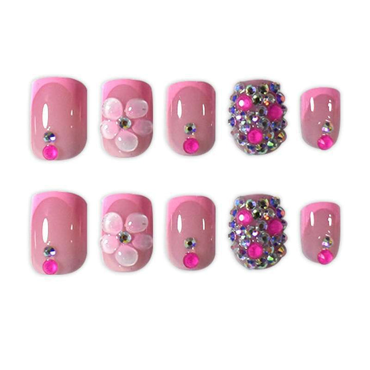 Decorative 3D Floral Press-On Nail Art Bowlift
