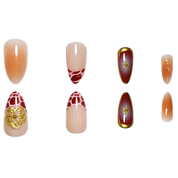 Artistic Stiletto Press-On Nails with Floral and Star Designs Bowlift