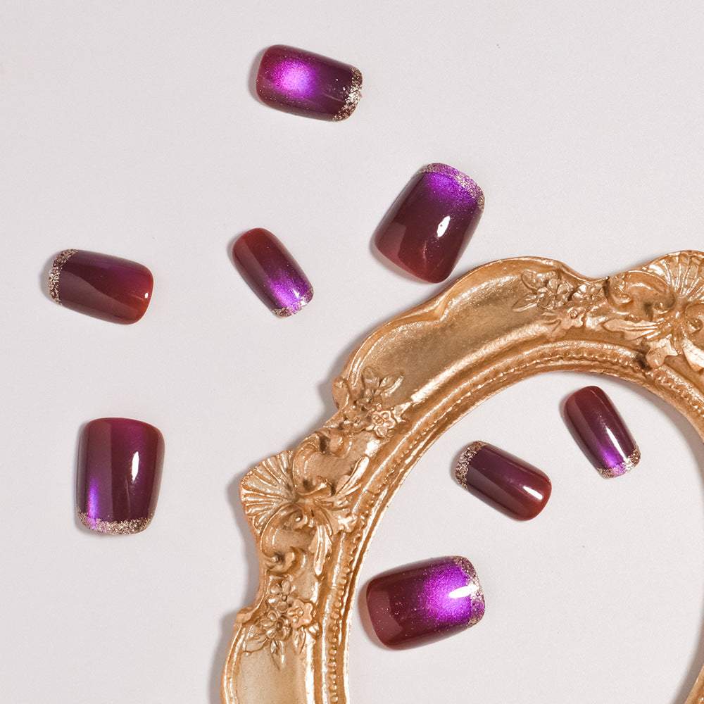 Artistic Press-On Nail Set with Glossy Ombre Finish Bowlift