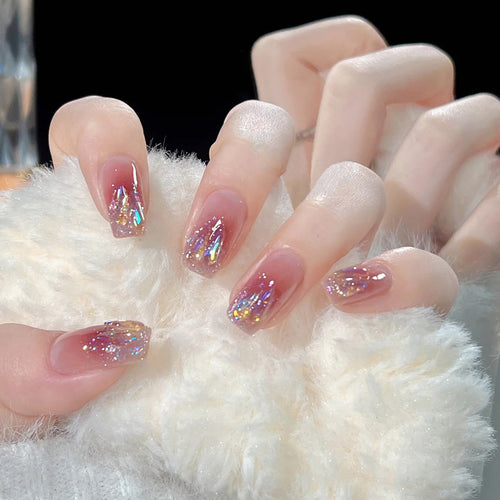 Decorative Press-On Nail Extensions with Glitter Finish Bowlift
