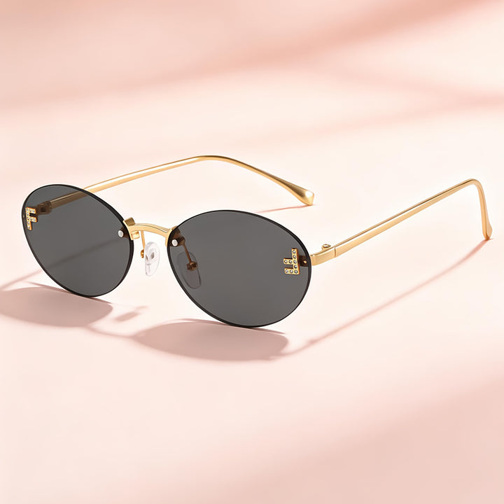 Sleek Metal Oval Sunglasses Bowlift