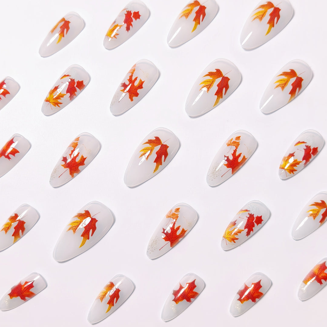 Artificial nails with autumn leaf design Bowlift