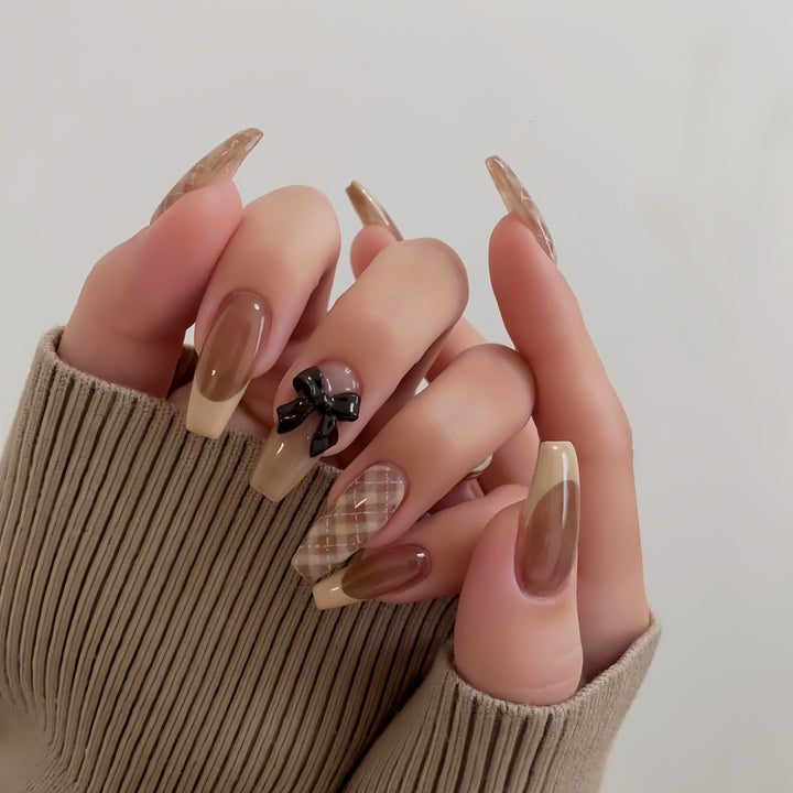 Elegant Long Length Press-On Nail Art Bowlift