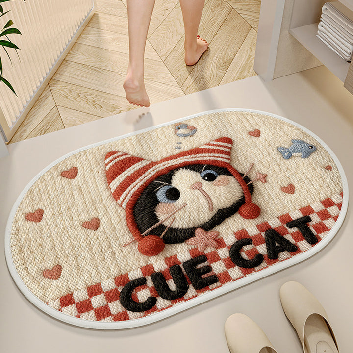 Decorative Cat-Themed Bath Mat Bowlift