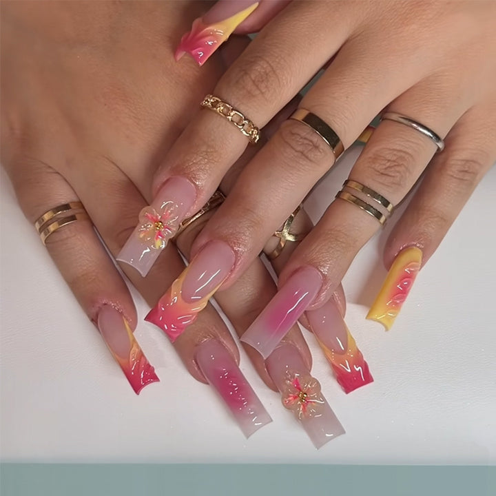 Floral Ombre Press-On Nails Bowlift