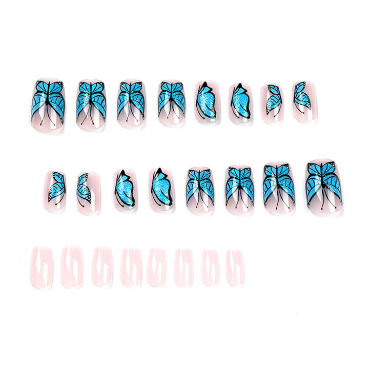 Artificial Nail Art Design with Butterfly Motif Bowlift