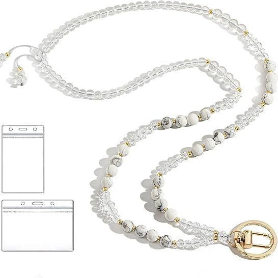 Beaded Lanyard with Retractable ID Holder Bowlift