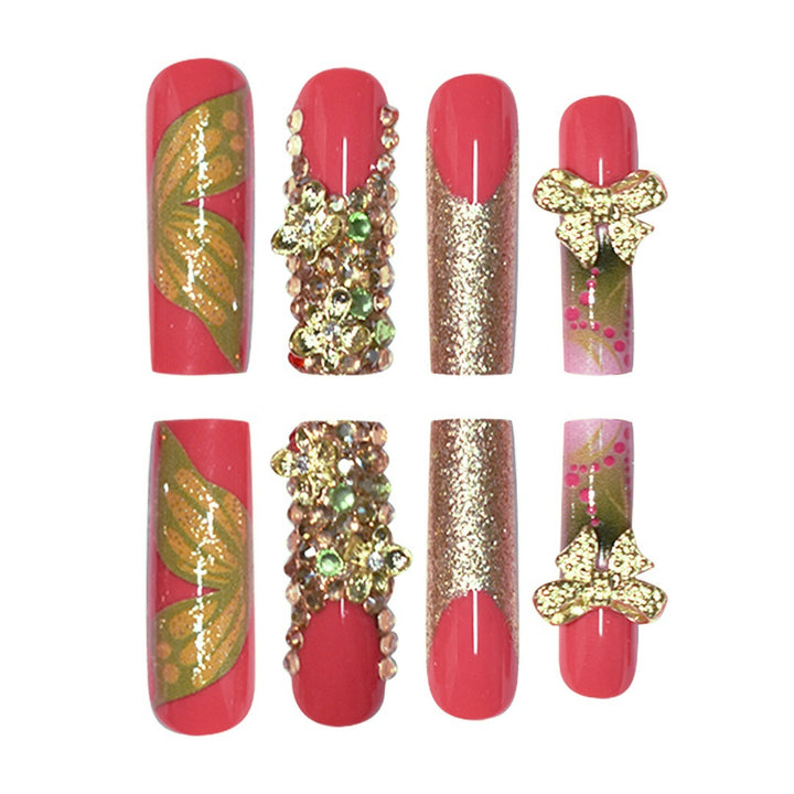 3D Floral Gemstone Press-On Nail Art Bowlift
