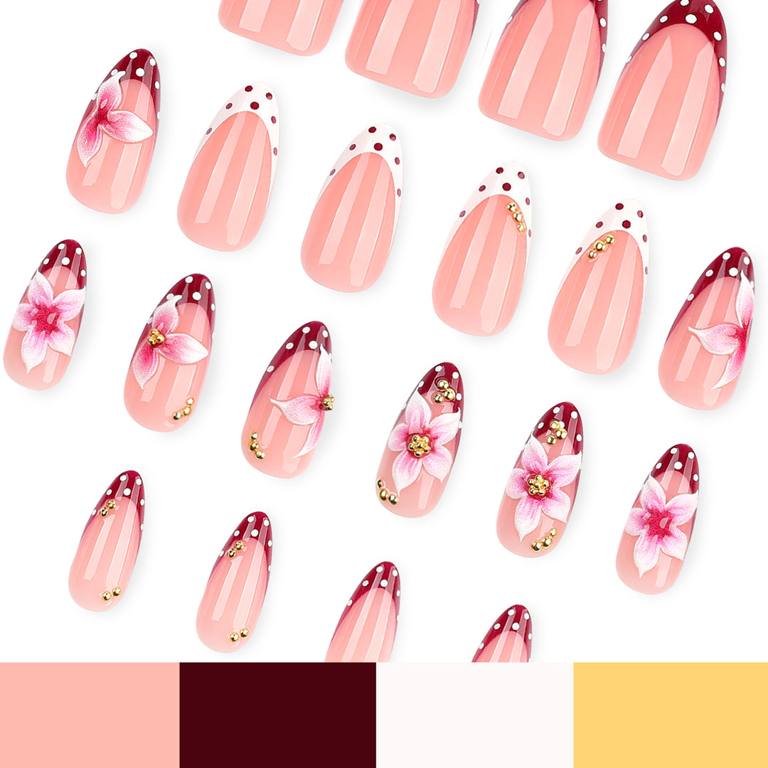 Artificial nails with flower design Bowlift