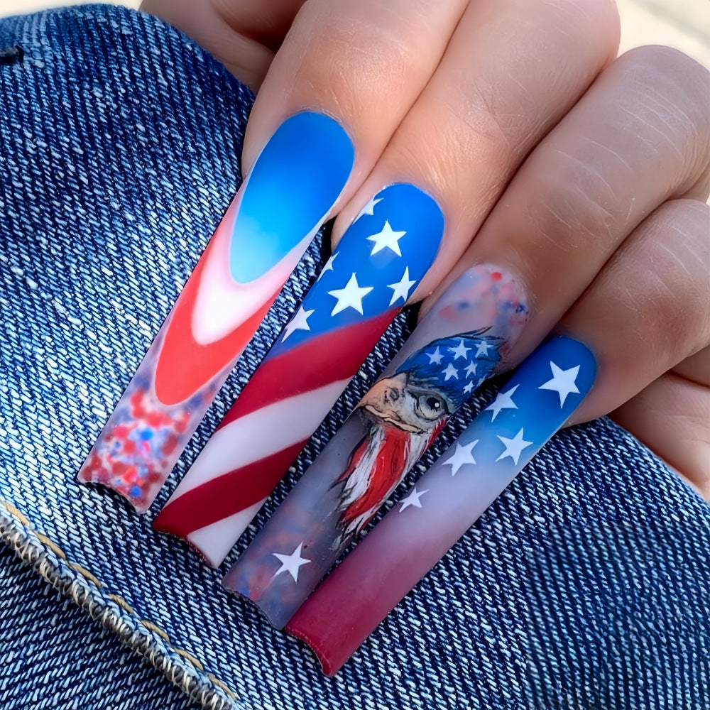 Patriotic design artificial nails Bowlift