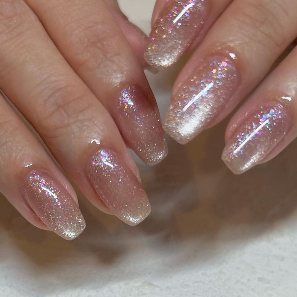 Glamorous artificial nails with glitter and ombre design Bowlift