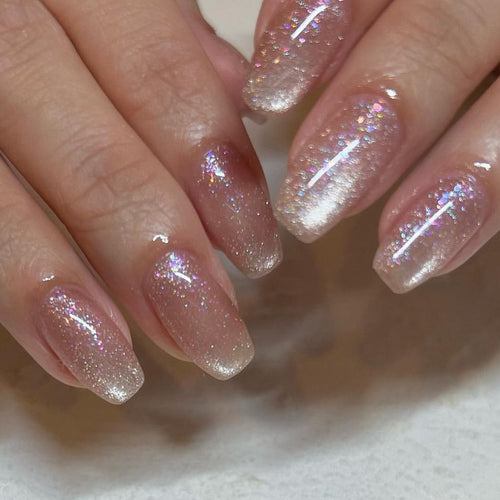 Glamorous artificial nails with glitter and ombre design Bowlift