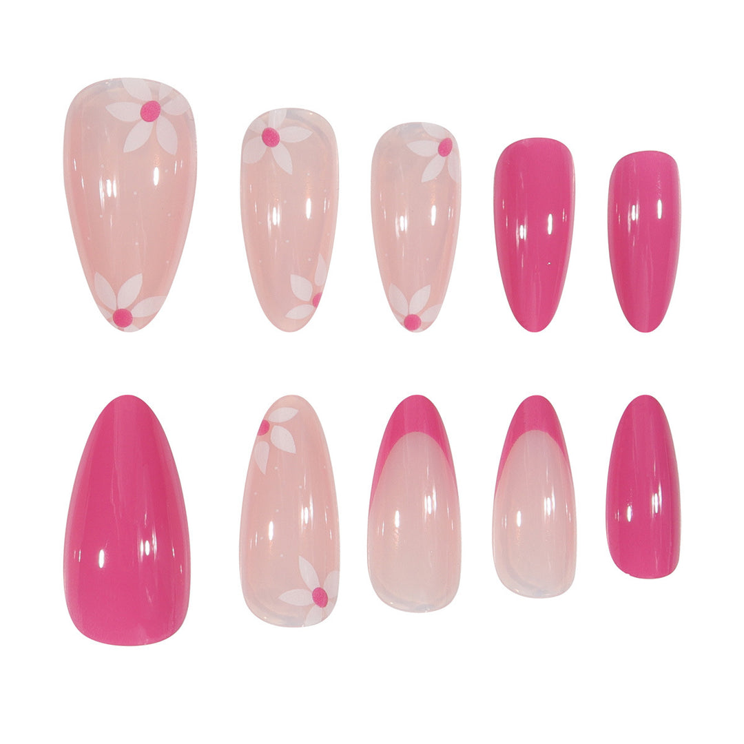 Floral-Patterned Stiletto Press-On Nails Bowlift
