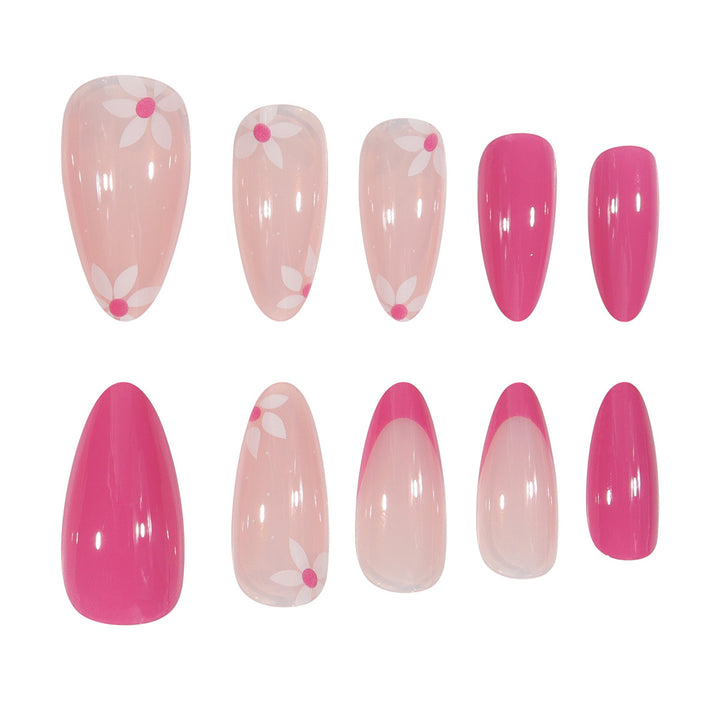 Floral-Patterned Stiletto Press-On Nails Bowlift