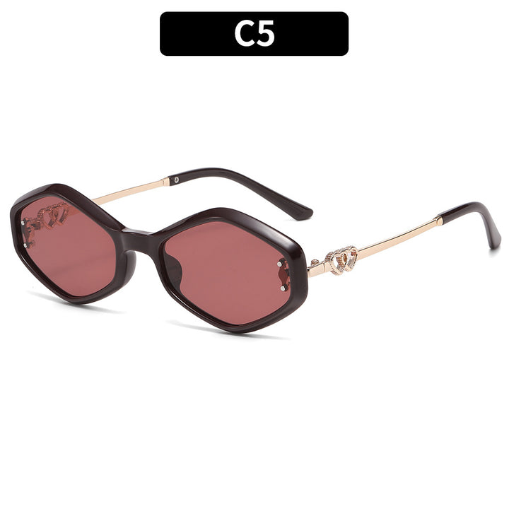 Oversized geometric acetate sunglasses with gold metal temples and crystal interlock detail Bowlift