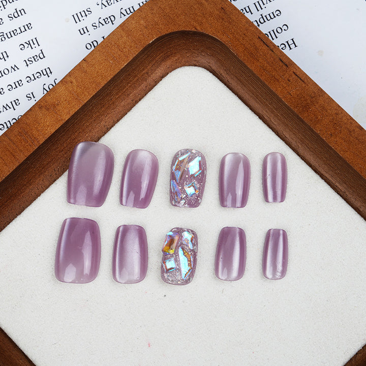 Premium Press-On Nail Set with Glossy and Glitter Accents Bowlift