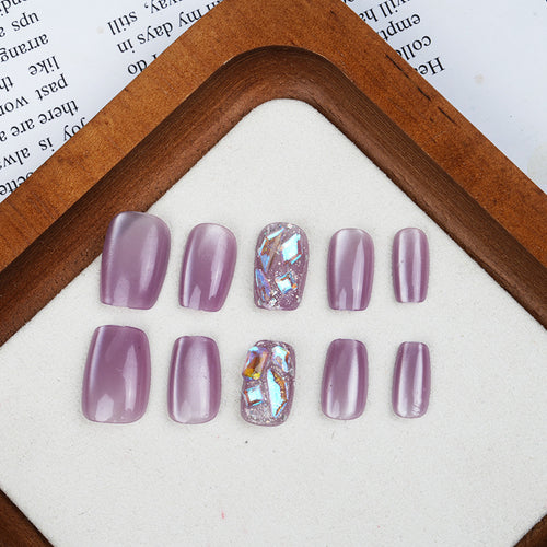 Premium Press-On Nail Set with Glossy and Glitter Accents Bowlift