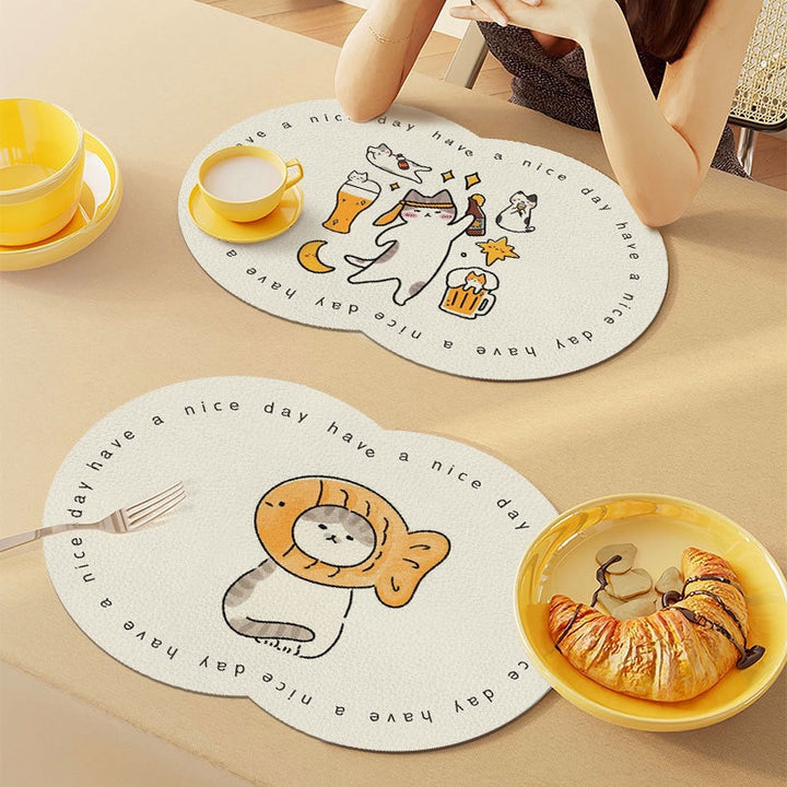 Unisex Cute Cartoon Pet-Themed Mat Bowlift