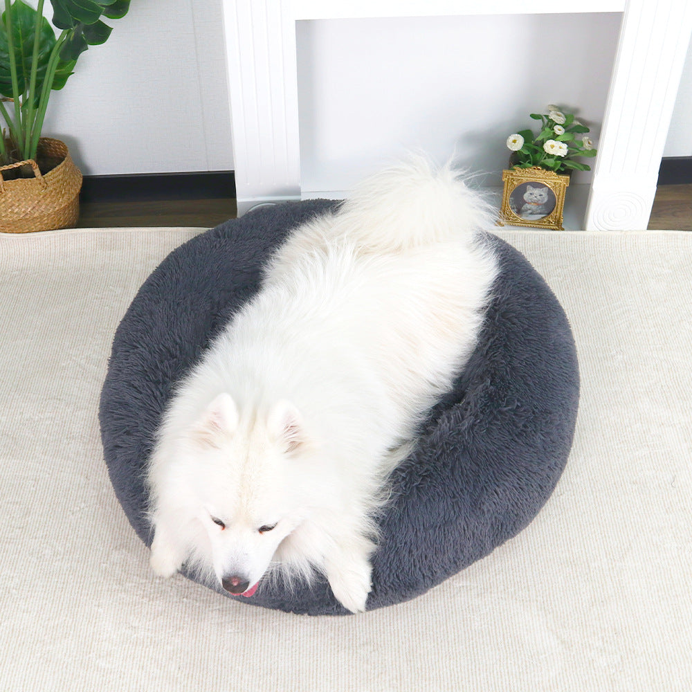 Round Luxury Plush dog bed