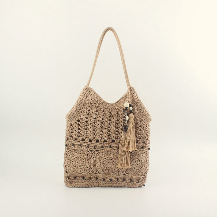 Crochet handbag with fringed accents Bowlift