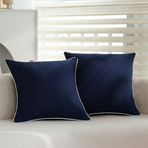 Square cushion cover with contrasting piping and microvelours surface Bowlift