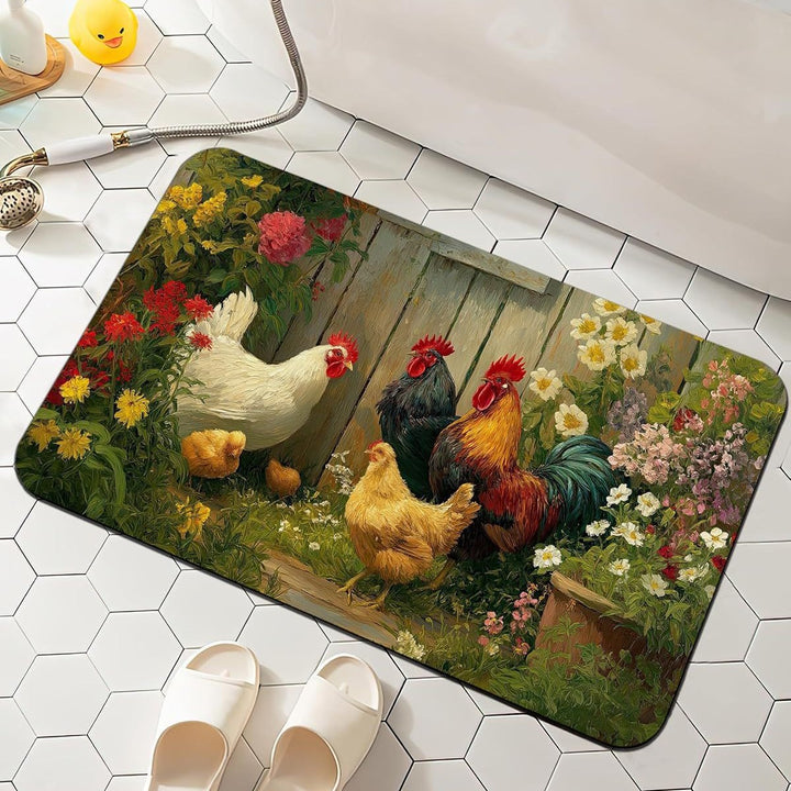 Floral-Patterned Comfort Bath Mat Bowlift