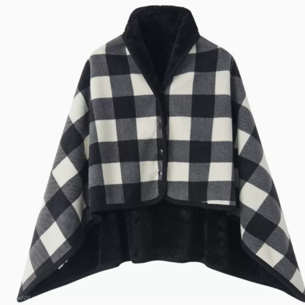Women Elegant and Comfortable Fleece Poncho Blanket Bowlift