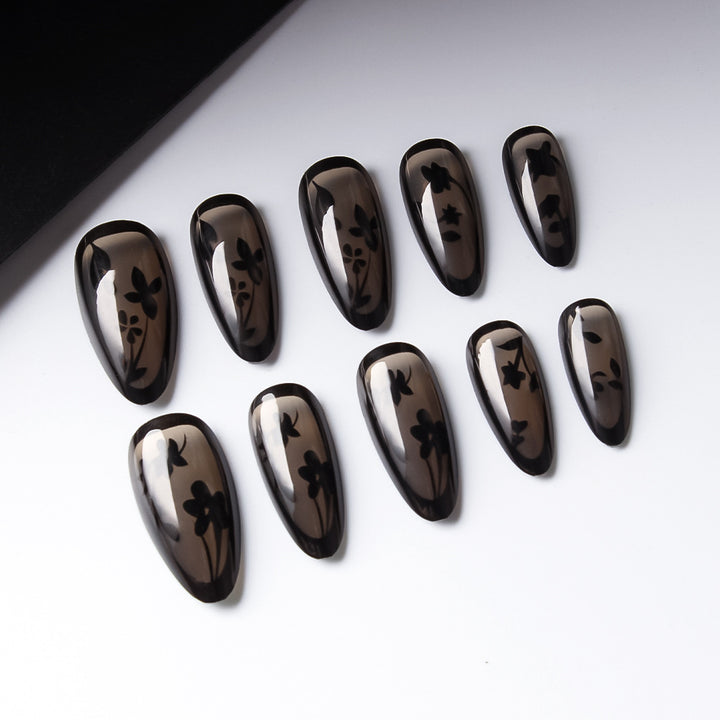 Elegant Floral Design Press-On Nails Bowlift