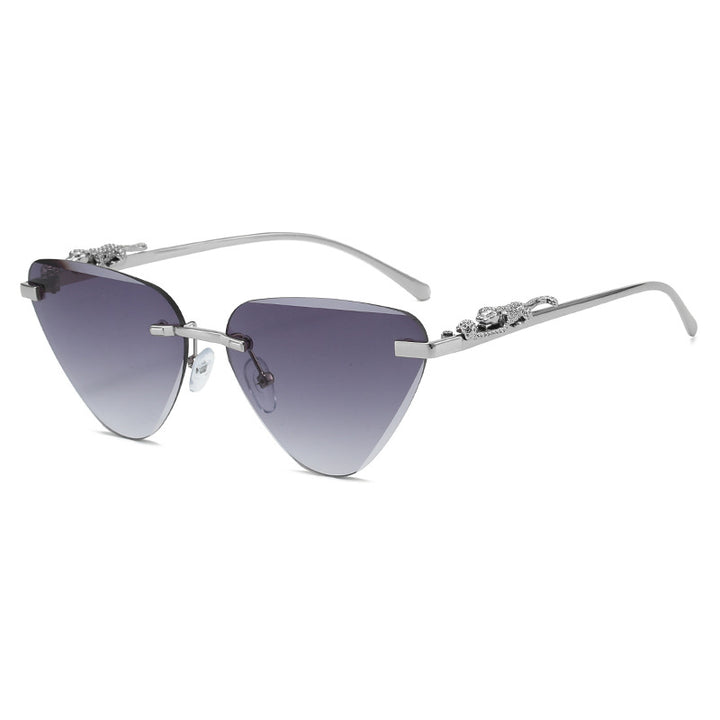 Women's Designer Sunglasses with Creative, Triangular Frame and Elegant Gold Accents Bowlift
