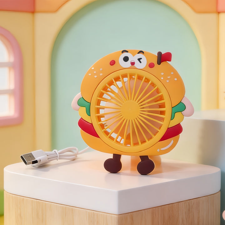 Women's Portable Hand Fan with Cute Animal Design and USB Charging Function Bowlift