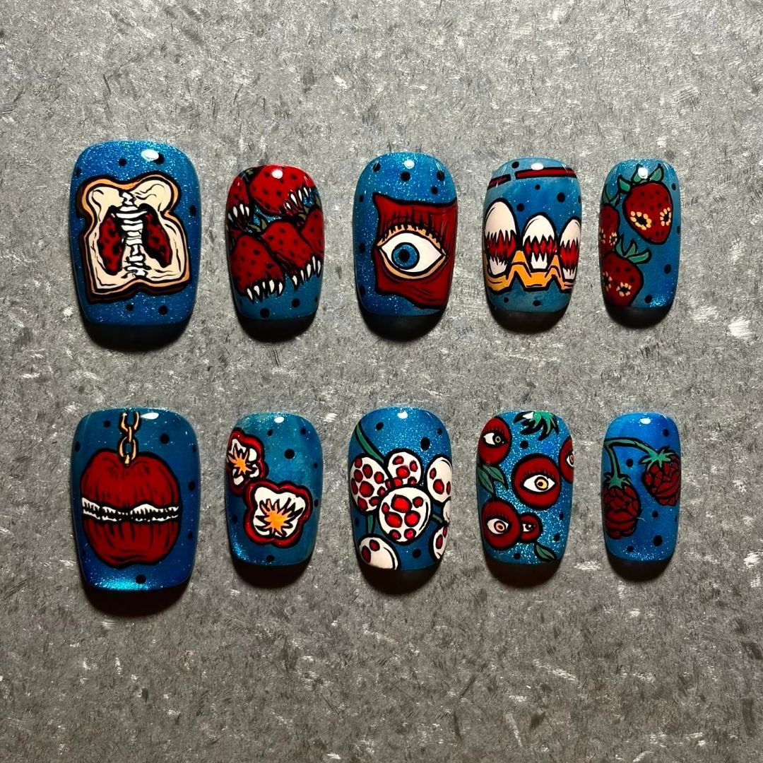 Artistic Press-On Nail Art Design Set Bowlift