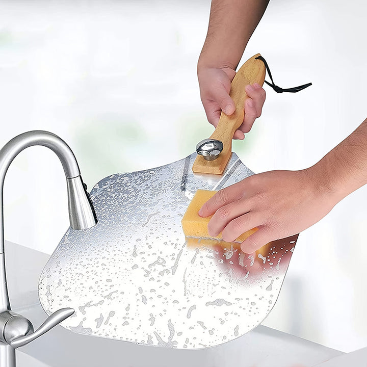 professional pizza peel set with foldable stainless steel shovel ergonomic wooden handle pizza cutter rocker and bench scraper Bowlift