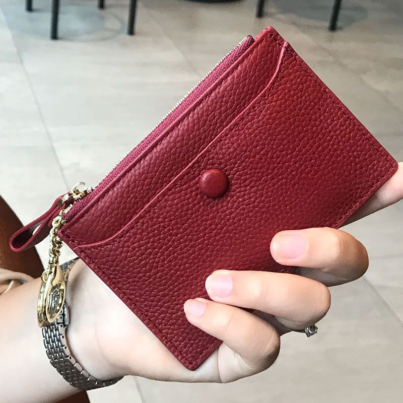 Textured  Leather Zip Card Holder Bowlift