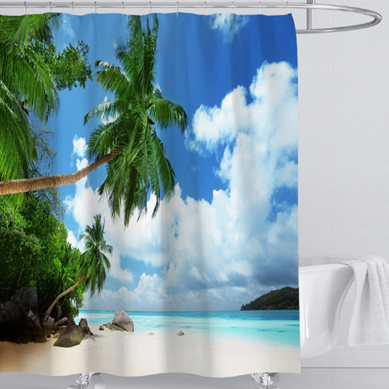 Beach-Themed Shower Curtain Bowlift