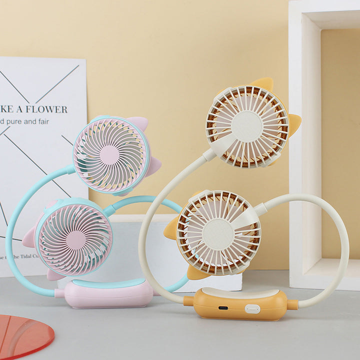 Ladies Portable Neck Fan with Dual Fan Bowlift
