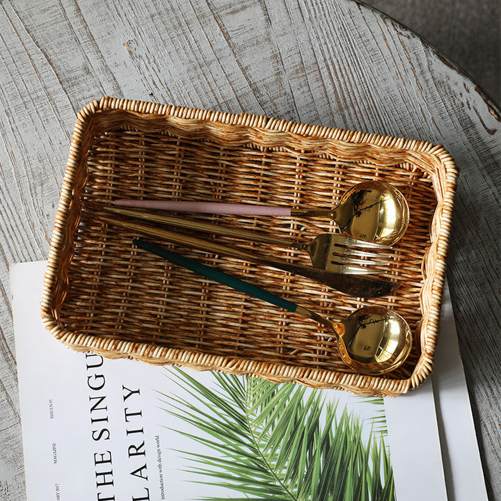 Unisex Rectangular Storage Basket made of hand-woven material Bowlift