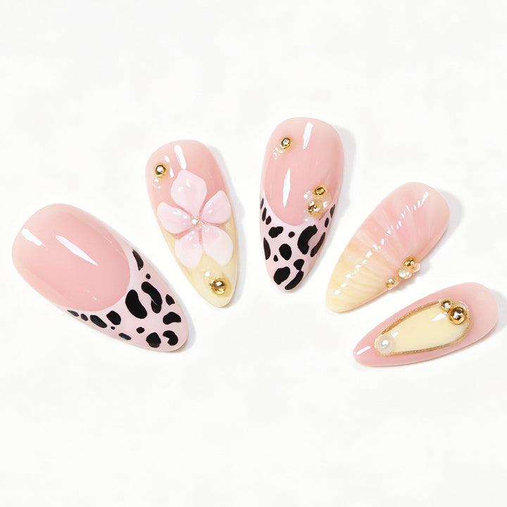 Decorative Stiletto Nail Art Tips with Floral Accents Bowlift