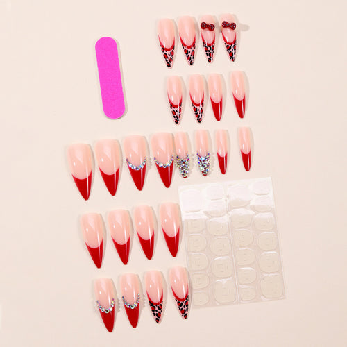 Decorative Animal Print Stiletto Nail Extensions Bowlift