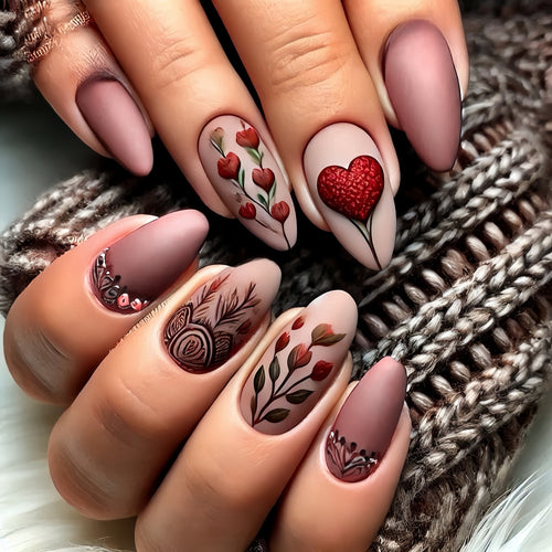 Artificial Nail Set with Romantic Heart Design Bowlift