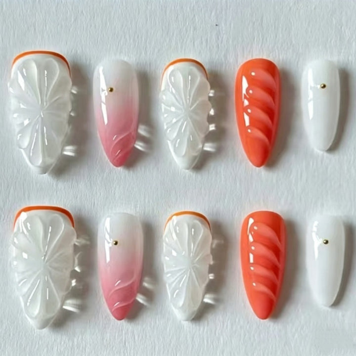 Handcrafted Floral Press-On Nail Set Bowlift